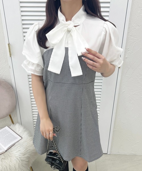 apres jour(アプレジュール)の「French girly collection ボウタイ切り替えミニワンピース【ZOZOTOWN限定アイテム】(ワンピース・レディース・ブラック系その他/ブラック・X-LARGE/フリー)」の14枚目の写真