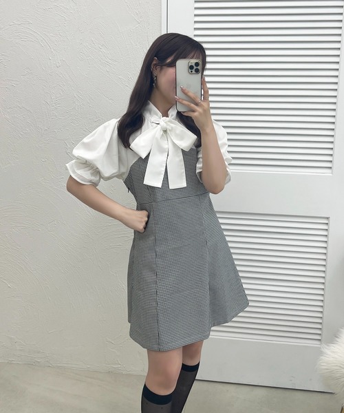 apres jour(アプレジュール)の「French girly collection ボウタイ切り替えミニワンピース【ZOZOTOWN限定アイテム】(ワンピース・レディース・ブラック系その他/ブラック・X-LARGE/フリー)」の11枚目の写真