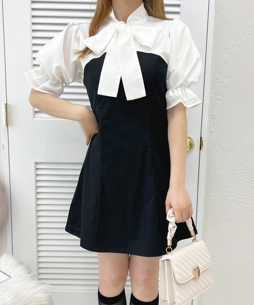apres jour(アプレジュール)の「French girly collection ボウタイ切り替えミニワンピース【ZOZOTOWN限定アイテム】(ワンピース・レディース・ブラック系その他/ブラック・X-LARGE/フリー)」の6枚目の写真