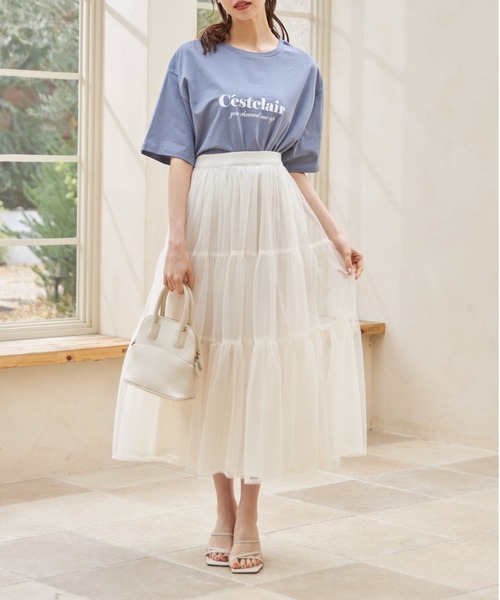tocco closet（トッコ　クローゼット）の「ティアードチュールスカート（スカート・レディース・ピンク/グレイッシュブルー/アイボリー・S/M）」の22枚目の写真
