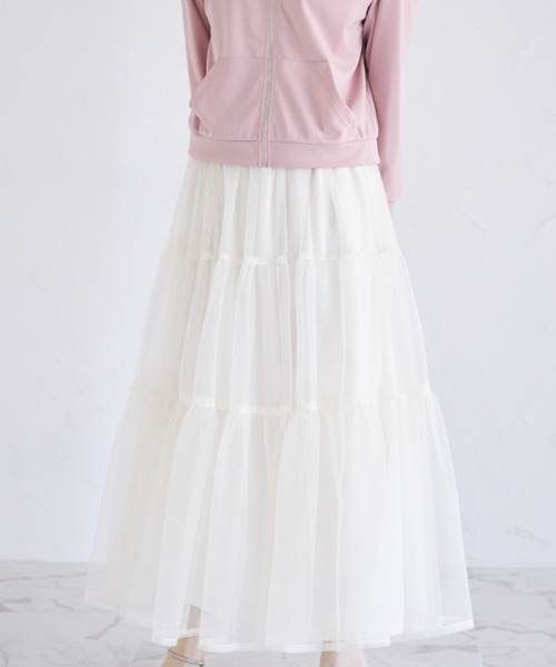 tocco closet（トッコ　クローゼット）の「ティアードチュールスカート（スカート・レディース・ピンク/グレイッシュブルー/アイボリー・S/M）」の13枚目の写真