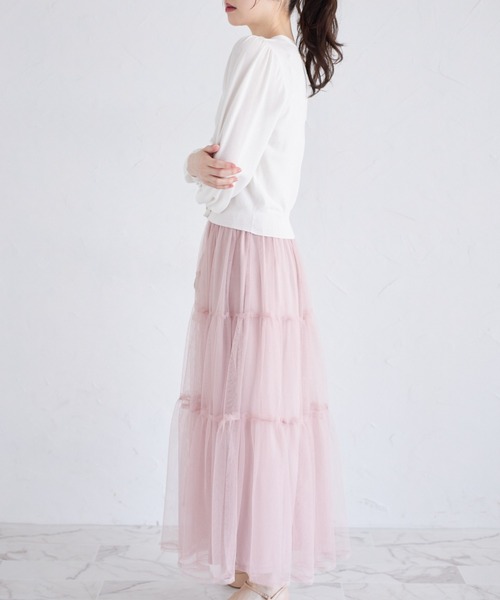 tocco closet（トッコ　クローゼット）の「ティアードチュールスカート（スカート・レディース・ピンク/グレイッシュブルー/アイボリー・S/M）」の19枚目の写真