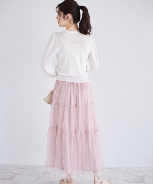 tocco closet（トッコ　クローゼット）の「ティアードチュールスカート（スカート・レディース・ピンク/グレイッシュブルー/アイボリー・S/M）」の20枚目の写真