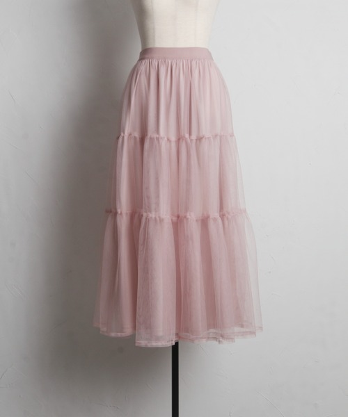 tocco closet（トッコ　クローゼット）の「ティアードチュールスカート（スカート・レディース・ピンク/グレイッシュブルー/アイボリー・S/M）」の4枚目の写真