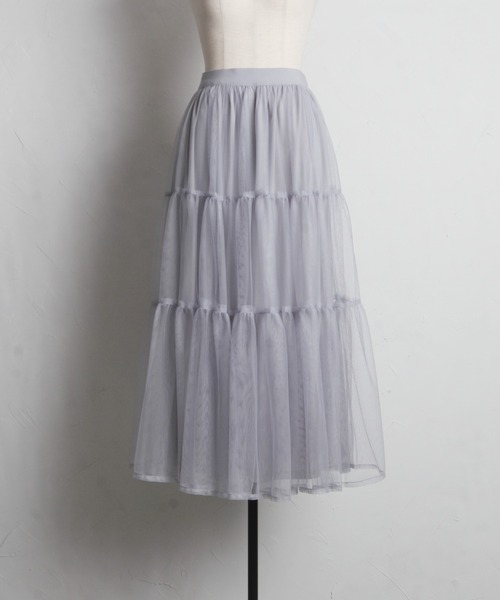 tocco closet（トッコ　クローゼット）の「ティアードチュールスカート（スカート・レディース・ピンク/グレイッシュブルー/アイボリー・S/M）」の5枚目の写真