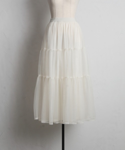 tocco closet（トッコ　クローゼット）の「ティアードチュールスカート（スカート・レディース・ピンク/グレイッシュブルー/アイボリー・S/M）」の6枚目の写真