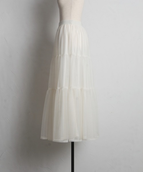 tocco closet（トッコ　クローゼット）の「ティアードチュールスカート（スカート・レディース・ピンク/グレイッシュブルー/アイボリー・S/M）」の7枚目の写真