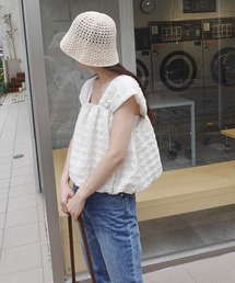 CORNERS | チェックふくれなジャガードバルーンノースリーブ(その他トップス)