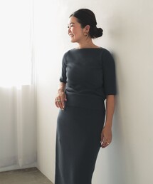 シンプル ボートネックニット .M［手洗い可］