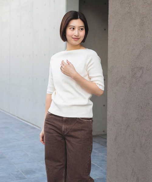 シンプル ボートネックニット .M（Tシャツ/カットソー）｜Demi-Luxe
