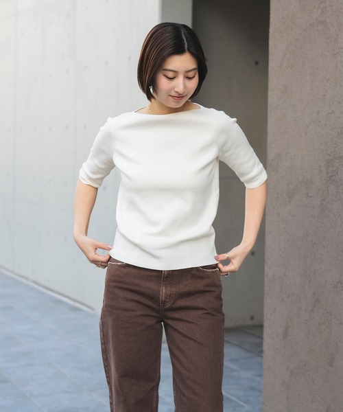 Demi-Luxe BEAMS（デミルクス ビームス）の「シンプル ボートネックニット .M（ニット/セーター・レディース・ブラック/オフホワイト/オリーブ/ブラック系その他4・FREE）」の8枚目の写真