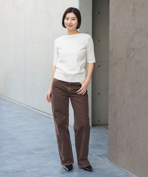 Demi-Luxe BEAMS（デミルクス ビームス）の「シンプル ボートネックニット .M（ニット/セーター・レディース・ブラック/オフホワイト/オリーブ/ブラック系その他4・FREE）」の7枚目の写真