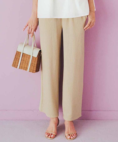IEDIT(イディット)の「IEDIT ゆったりシルエットでこなれ感 らくにおしゃれな楊柳(ようりゅう)パンツ(その他パンツ・レディース・ブラック/ライトベージュ/ブラウン・XX-LARGE/X-LARGE/LARGE/MEDIUM)」の1枚目の写真