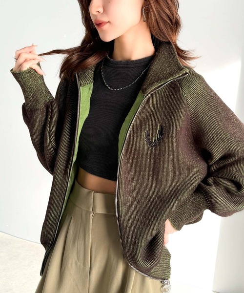 mily bilet(ミウィビレット)の「【mily bilet】街中で目を惹く、洗練されたデザイン。ミックスライクダブルジップニットカーディガン(ニット/セーター・レディース・ブラック/アイボリー/グリーン・LARGE/MEDIUM/SMALL/X-LARGE)」の14枚目の写真