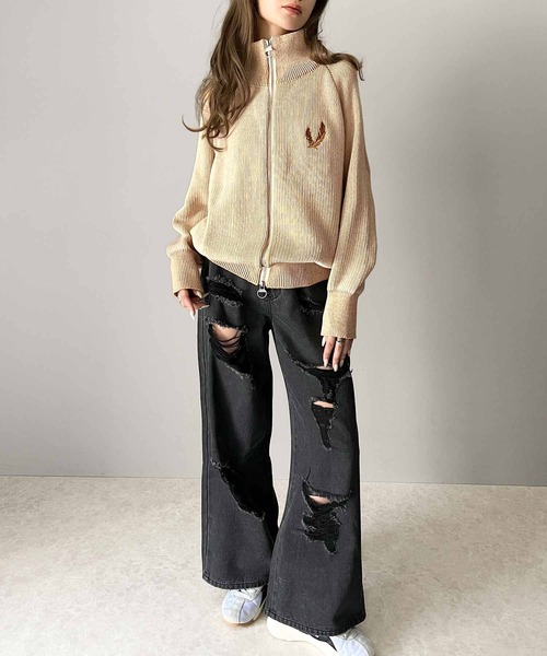 mily bilet(ミウィビレット)の「【mily bilet】街中で目を惹く、洗練されたデザイン。ミックスライクダブルジップニットカーディガン(ニット/セーター・レディース・ブラック/アイボリー/グリーン・LARGE/MEDIUM/SMALL/X-LARGE)」の21枚目の写真