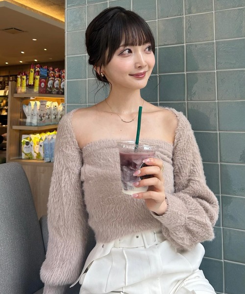 ROOPTOKYO(ループトウキョウ)の「リボンニットキャミ + ニットカーディガン アンサンブル 2点セット(カーディガン/ボレロ・レディース・ブラック/グレー/ピンク/ベージュ/ホワイト・FREE)」の20枚目の写真