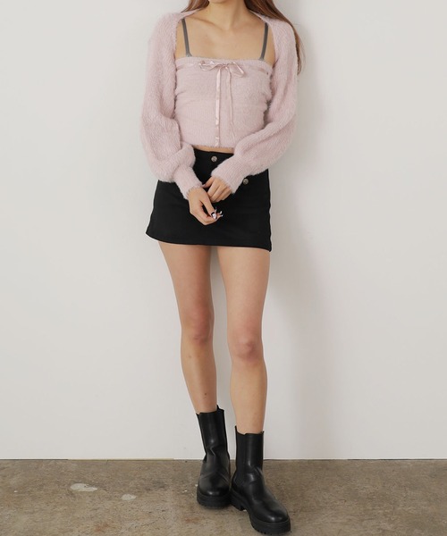 ROOPTOKYO(ループトウキョウ)の「リボンニットキャミ + ニットカーディガン アンサンブル 2点セット(カーディガン/ボレロ・レディース・ブラック/グレー/ピンク/ベージュ/ホワイト・FREE)」の17枚目の写真