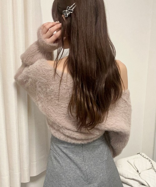 ROOPTOKYO(ループトウキョウ)の「リボンニットキャミ + ニットカーディガン アンサンブル 2点セット(カーディガン/ボレロ・レディース・ブラック/グレー/ピンク/ベージュ/ホワイト・FREE)」の10枚目の写真