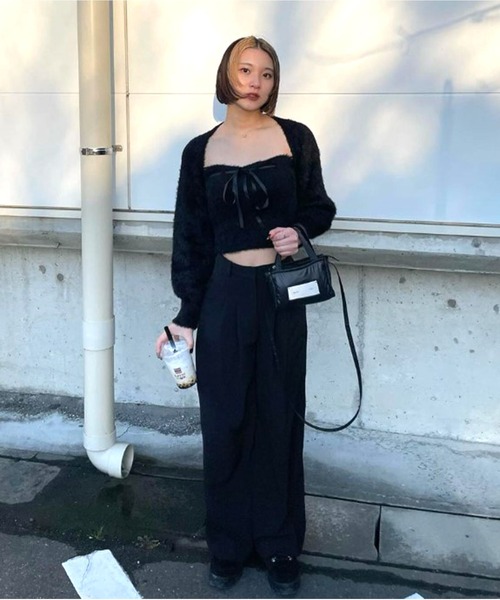 セール】リボンニットキャミ + ニットカーディガン アンサンブル