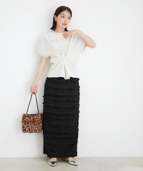 VIS（ビス）の「フリルティアードナロースカート（スカート・レディース・ブラック系その他/オフホワイト・FREE）」の12枚目の写真