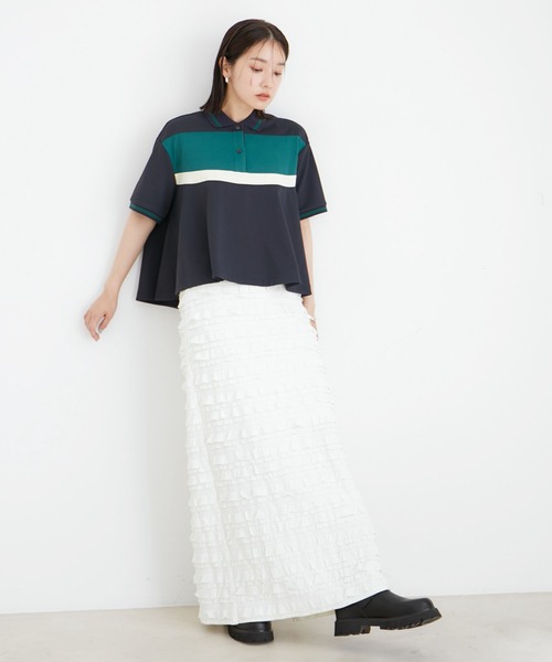 VIS（ビス）の「フリルティアードナロースカート（スカート・レディース・ブラック系その他/オフホワイト・FREE）」の10枚目の写真