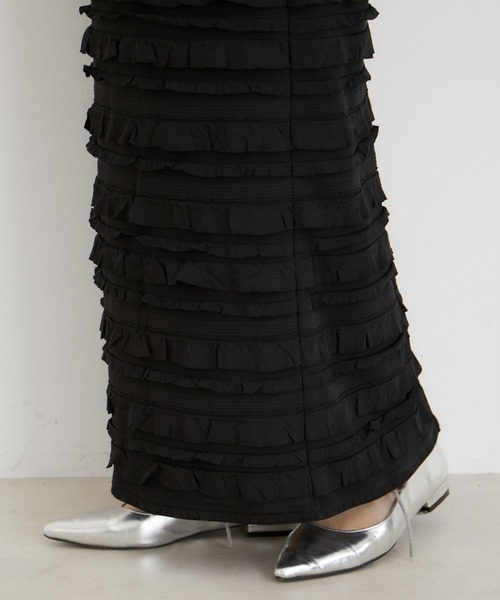 VIS（ビス）の「フリルティアードナロースカート（スカート・レディース・ブラック系その他/オフホワイト・FREE）」の16枚目の写真