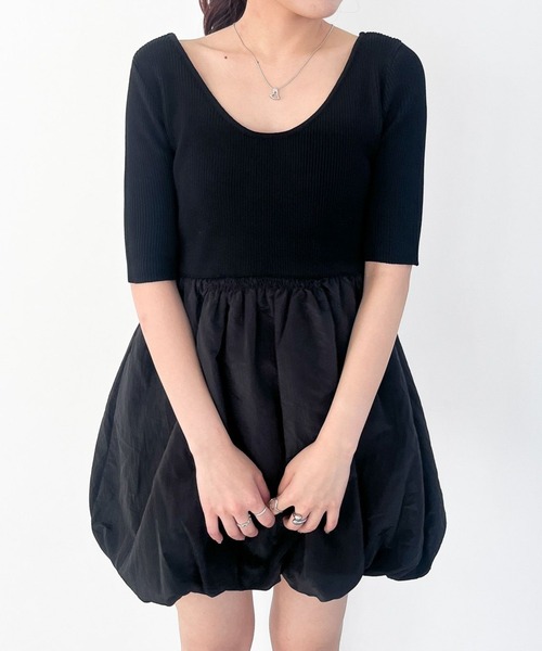 Heather（ヘザー）の「ドッキングバルーンミニワンピース 139058