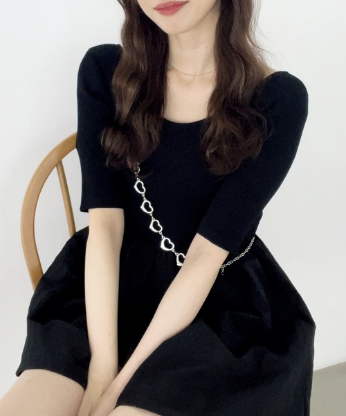 Heather（ヘザー）の「ドッキングバルーンミニワンピース 139058