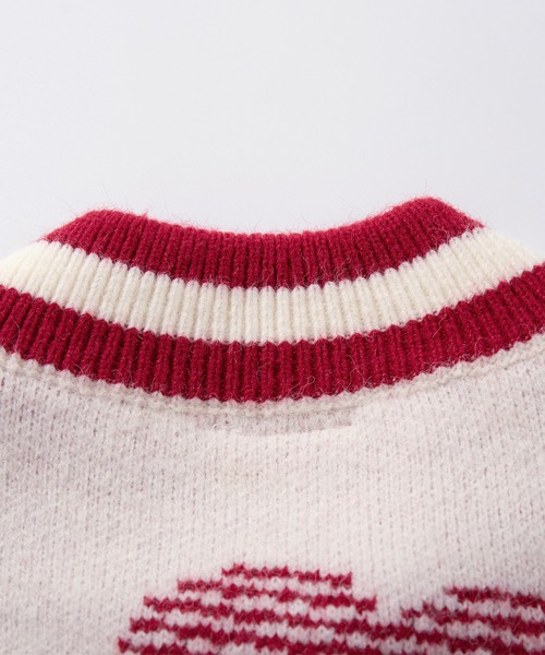 HOOK(フック)の「【HOOK】for girls ハート立体刺繍ニットスタジャンショット丈セットアップ可能(カーディガン/ボレロ・レディース・ライトベージュ/ブルー・L/M/S)」の11枚目の写真