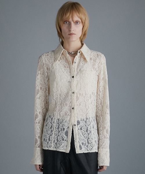 PRANK PROJECT（プランクプロジェクト）の「モールレーススリムシャツ / Mole Slim Shirt（シャツ/ブラウス・レディース・アイボリー/ブラウン・FREE）」の5枚目の写真