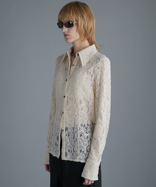 PRANK PROJECT（プランクプロジェクト）の「モールレーススリムシャツ / Mole Slim Shirt（シャツ/ブラウス・レディース・アイボリー/ブラウン・FREE）」の6枚目の写真