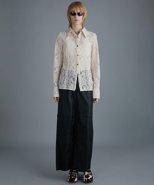 PRANK PROJECT（プランクプロジェクト）の「モールレーススリムシャツ / Mole Slim Shirt（シャツ/ブラウス・レディース・アイボリー/ブラウン・FREE）」の3枚目の写真