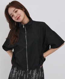 【ZOZO限定】クロップド ナイロン シャツ ジップ ジッパー ドローコード 半袖