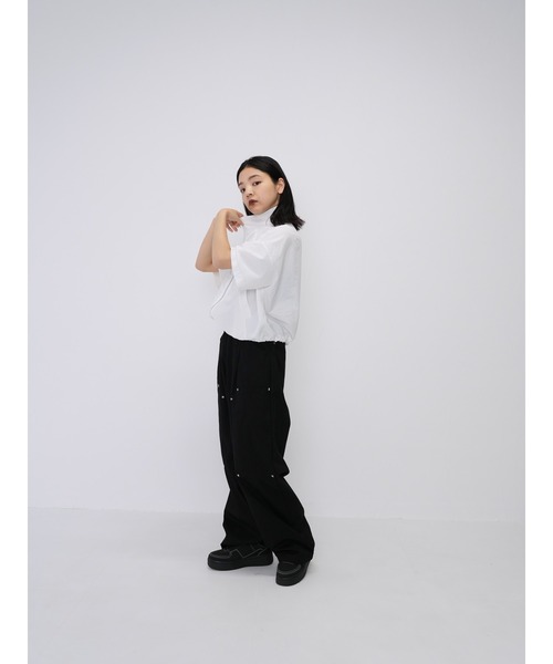Enewd nina(エニュードニーナ)の「【ZOZO限定】クロップド ナイロン シャツ ジップ ジッパー ドローコード 半袖(シャツ/ブラウス・レディース・ブラック/ホワイト・FREE)」の15枚目の写真