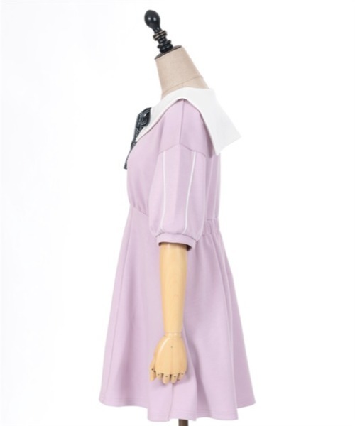 あかあおきいろY's PINK セーラーカラーワンピース 紫1 セール】セーラーカラーカットワンピース（ワンピース）｜axes