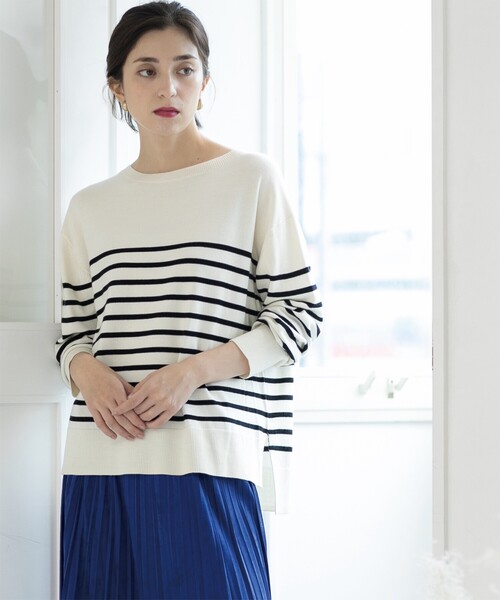 OPAQUE.CLIP（オペークドットクリップ）の「◆《S-LLsize/6color》ボートネックニット／FILIVIVI・フィルビビ【洗濯機洗い可】（ニット/セーター・レディース・グレー/ベージュ/ブルー系その他/ブラック/ホワイト系5/レッド系1・38/36/42/40）」の7枚目の写真