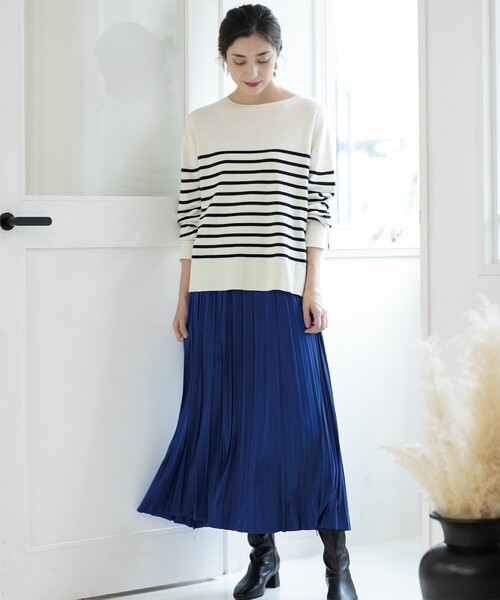 OPAQUE.CLIP（オペークドットクリップ）の「◆《S-LLsize/6color》ボートネックニット／FILIVIVI・フィルビビ【洗濯機洗い可】（ニット/セーター・レディース・グレー/ベージュ/ブルー系その他/ブラック/ホワイト系5/レッド系1・38/36/42/40）」の9枚目の写真