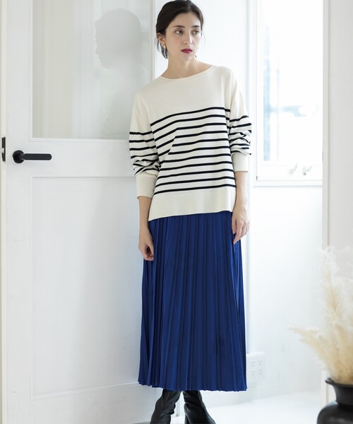 OPAQUE.CLIP（オペークドットクリップ）の「◆《S-LLsize/6color》ボートネックニット／FILIVIVI・フィルビビ【洗濯機洗い可】（ニット/セーター・レディース・グレー/ベージュ/ブルー系その他/ブラック/ホワイト系5/レッド系1・38/36/42/40）」の10枚目の写真