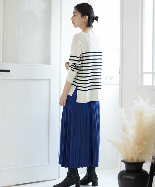 OPAQUE.CLIP（オペークドットクリップ）の「◆《S-LLsize/6color》ボートネックニット／FILIVIVI・フィルビビ【洗濯機洗い可】（ニット/セーター・レディース・グレー/ベージュ/ブルー系その他/ブラック/ホワイト系5/レッド系1・38/36/42/40）」の11枚目の写真