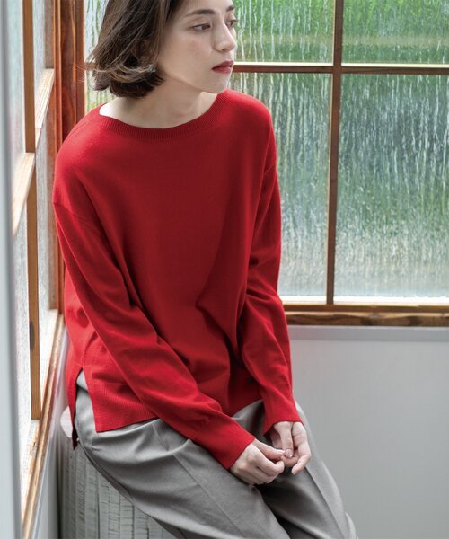 OPAQUE.CLIP（オペークドットクリップ）の「◆《S-LLsize/6color》ボートネックニット／FILIVIVI・フィルビビ【洗濯機洗い可】（ニット/セーター・レディース・グレー/ベージュ/ブルー系その他/ブラック/ホワイト系5/レッド系1・38/36/42/40）」の13枚目の写真