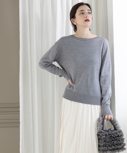 OPAQUE.CLIP（オペークドットクリップ）の「◆《S-LLsize/6color》ボートネックニット／FILIVIVI・フィルビビ【洗濯機洗い可】（ニット/セーター・レディース・グレー/ベージュ/ブルー系その他/ブラック/ホワイト系5/レッド系1・38/36/42/40）」の18枚目の写真