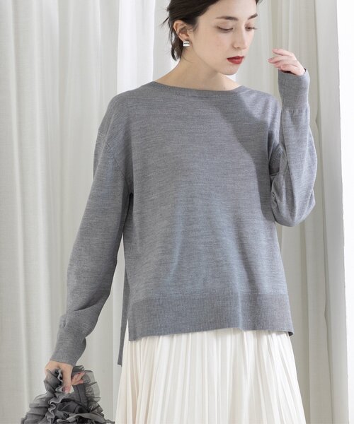 OPAQUE.CLIP（オペークドットクリップ）の「◆《S-LLsize/6color》ボートネックニット／FILIVIVI・フィルビビ【洗濯機洗い可】（ニット/セーター・レディース・グレー/ベージュ/ブルー系その他/ブラック/ホワイト系5/レッド系1・38/36/42/40）」の19枚目の写真