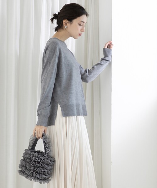 OPAQUE.CLIP（オペークドットクリップ）の「◆《S-LLsize/6color》ボートネックニット／FILIVIVI・フィルビビ【洗濯機洗い可】（ニット/セーター・レディース・グレー/ベージュ/ブルー系その他/ブラック/ホワイト系5/レッド系1・38/36/42/40）」の21枚目の写真