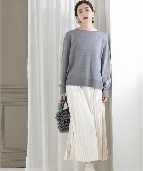 OPAQUE.CLIP（オペークドットクリップ）の「◆《S-LLsize/6color》ボートネックニット／FILIVIVI・フィルビビ【洗濯機洗い可】（ニット/セーター・レディース・グレー/ベージュ/ブルー系その他/ブラック/ホワイト系5/レッド系1・38/36/42/40）」の22枚目の写真