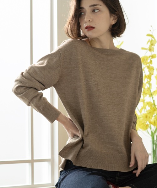 OPAQUE.CLIP（オペークドットクリップ）の「◆《S-LLsize/6color》ボートネックニット／FILIVIVI・フィルビビ【洗濯機洗い可】（ニット/セーター・レディース・グレー/ベージュ/ブルー系その他/ブラック/ホワイト系5/レッド系1・38/36/42/40）」の5枚目の写真