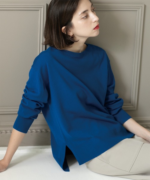 OPAQUE.CLIP（オペークドットクリップ）の「◆《S-LLsize/6color》ボートネックニット／FILIVIVI・フィルビビ【洗濯機洗い可】（ニット/セーター・レディース・グレー/ベージュ/ブルー系その他/ブラック/ホワイト系5/レッド系1・38/36/42/40）」の6枚目の写真