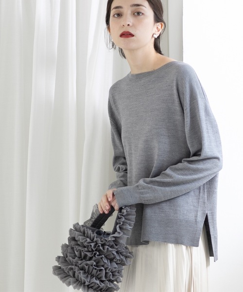 OPAQUE.CLIP（オペークドットクリップ）の「◆《S-LLsize/6color》ボートネックニット／FILIVIVI・フィルビビ【洗濯機洗い可】（ニット/セーター・レディース・グレー/ベージュ/ブルー系その他/ブラック/ホワイト系5/レッド系1・38/36/42/40）」の4枚目の写真