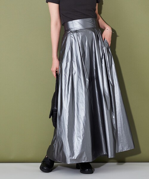 pain スカート シャンタンボリュームスカート side ribbon jumper skirt – amr.