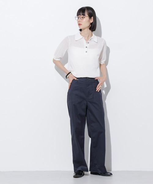 Apo(s)ture(アポスチャー)の「ARIA-002/サテンストレッチベイカーワイドパンツ(その他パンツ・レディース・ベージュ/モカ/ネイビー/ブラック・XS/S/M/L/XL)」の14枚目の写真