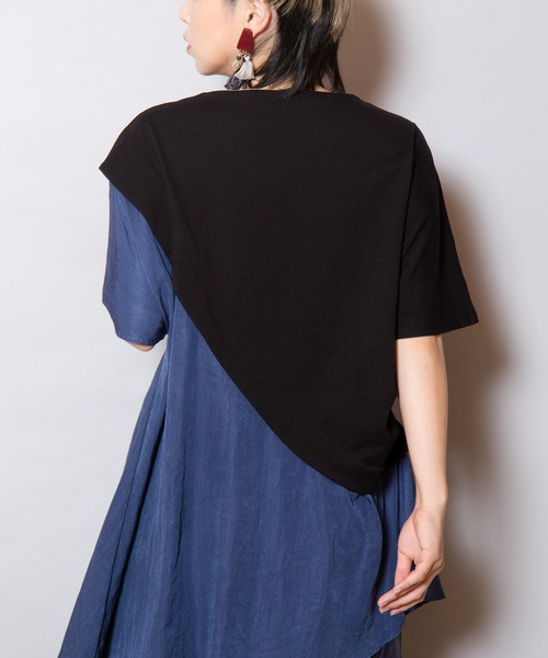 OSMOSIS（オズモーシス）の「切替アシンメトリーTシャツ（Tシャツ/カットソー・レディース・アイボリー/ブラック/グレー・ONE SIZE）」の15枚目の写真